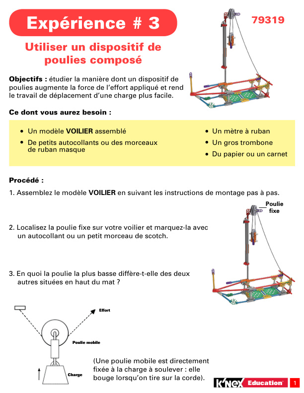 Education STEM Explorations Levers and Pulleys Experiment 3 French 79319 instruction manual