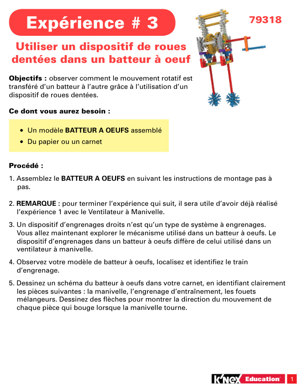 Education STEM Explorations Gears Experiment 3 French 79318 instruction manual