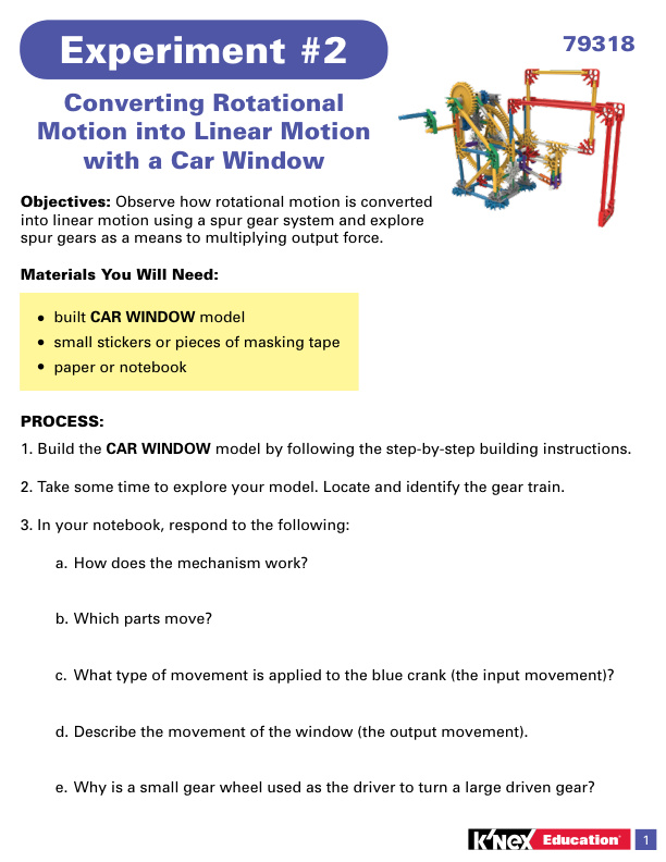 Education STEM Explorations Gears Experiment 2 79318 instruction manual