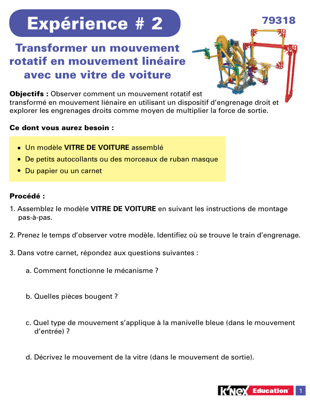 Education STEM Explorations Gears Experiment 2 French 79318 instruction manual