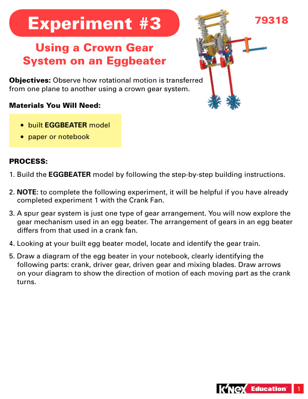 Education STEM Explorations Gears Experiment 3 79318 instruction manual