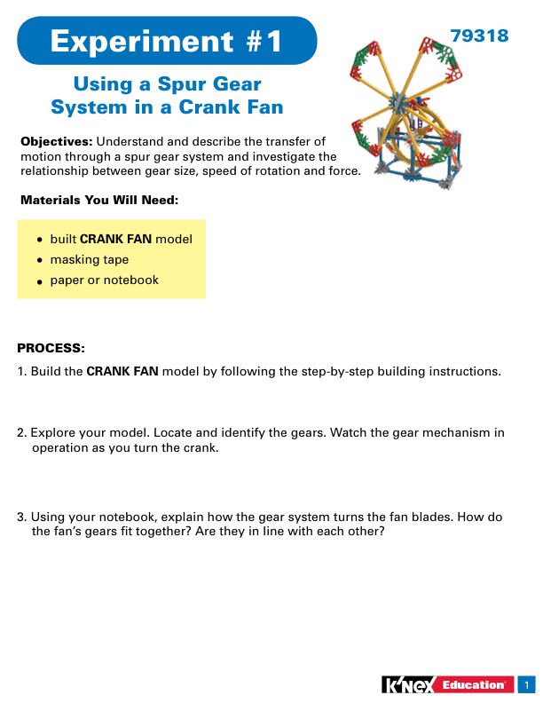 Education STEM Explorations Gears Experiment 1 79318 instruction manual