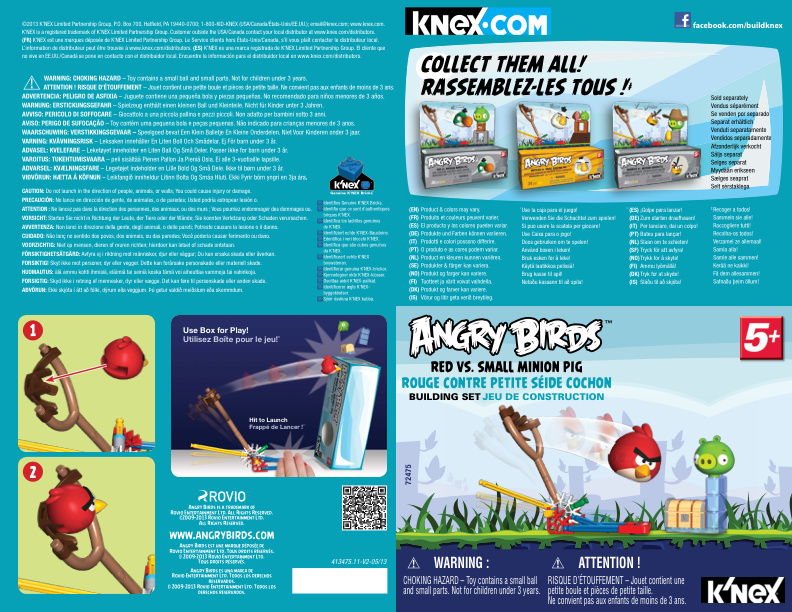 Angry Birds Red vs Small Minion Pig 72475 instruction manual