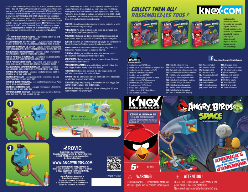 Angry Birds Ice Bird vs Snowman 72003 instruction manual