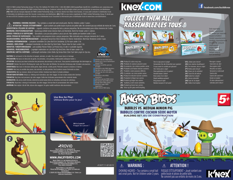 Angry Birds Bubbles vs Medium Minion Pig 72477 instruction manual