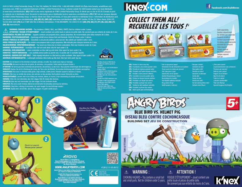 Angry Birds Blue Bird vs Helmet Pig 72612 instruction manual