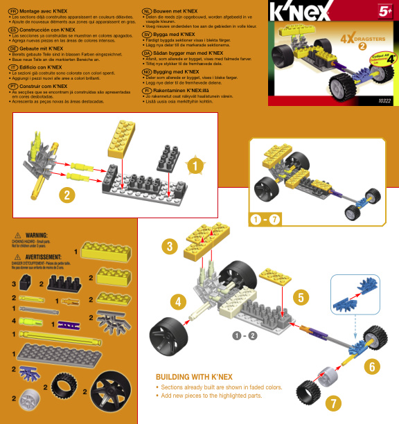 4x Dragsters Yellow 10322 instruction manual