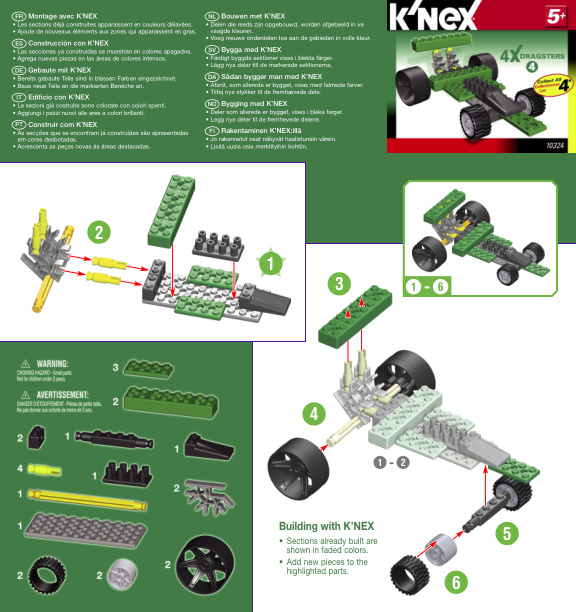 4x Dragsters Green 10324 instruction manual